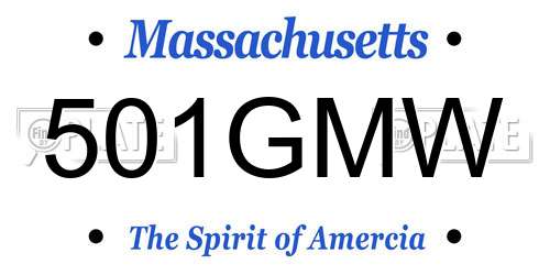 501GMW Massachusetts License Plate