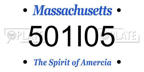 501I05 Massachusetts License Plate