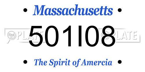 501I08 Massachusetts License Plate