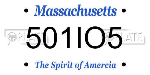 501IO5 Massachusetts License Plate