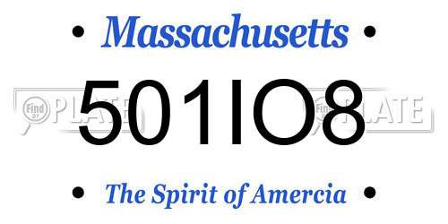 501IO8 Massachusetts License Plate