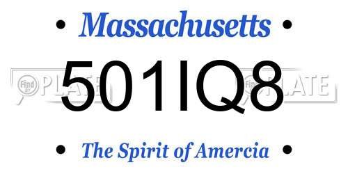 501IQ8 Massachusetts License Plate