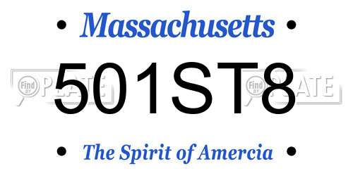 501ST8 Massachusetts License Plate