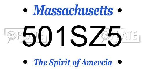 501SZ5 Massachusetts License Plate