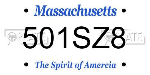 501SZ8 Massachusetts License Plate