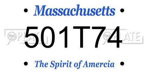 501T74 Massachusetts License Plate