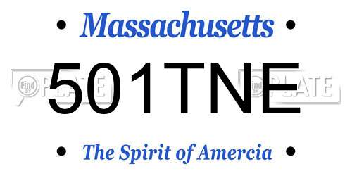 501TNE Massachusetts License Plate