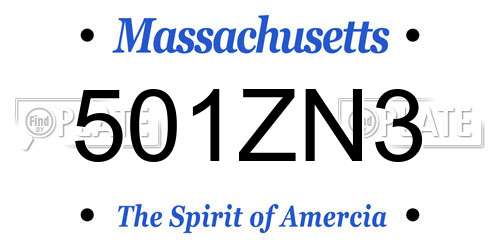 501ZN3 Massachusetts License Plate