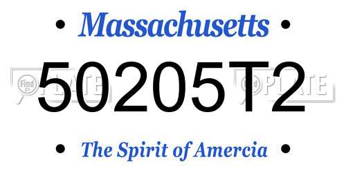 50205T2 Massachusetts License Plate