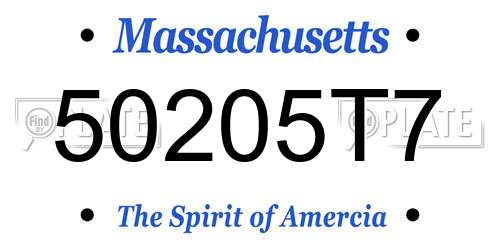 50205T7 Massachusetts License Plate