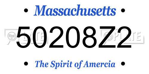 50208Z2 Massachusetts License Plate