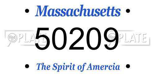 50209 Massachusetts License Plate