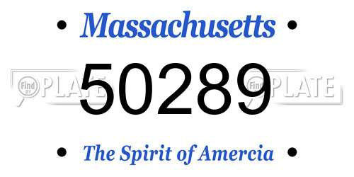 50289 Massachusetts License Plate