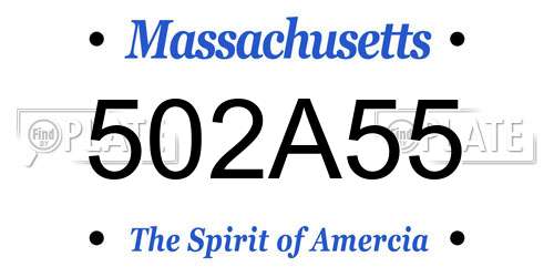 502A55 Massachusetts License Plate