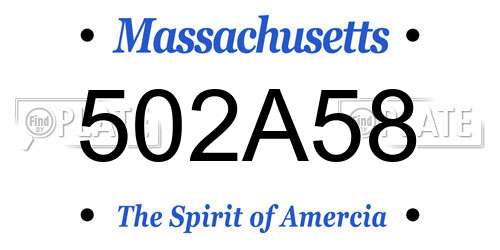 502A58 Massachusetts License Plate