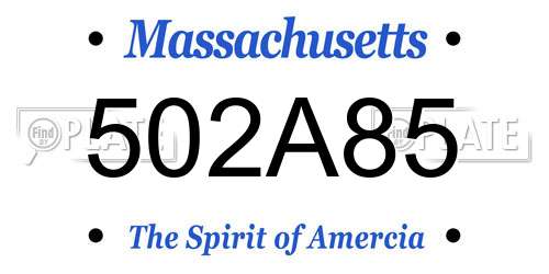502A85 Massachusetts License Plate