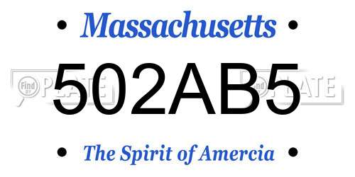 502AB5 Massachusetts License Plate