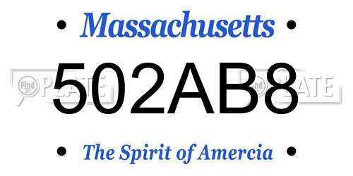 502AB8 Massachusetts License Plate