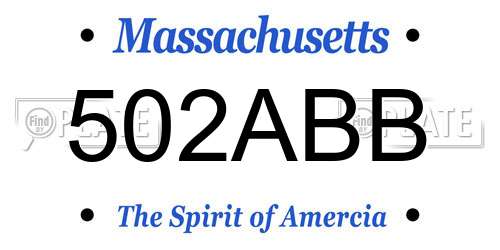 502ABB Massachusetts License Plate
