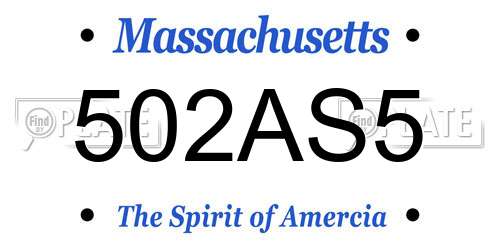 502AS5 Massachusetts License Plate