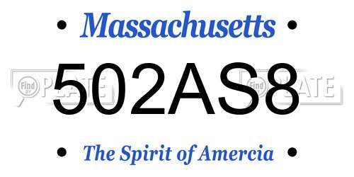 502AS8 Massachusetts License Plate