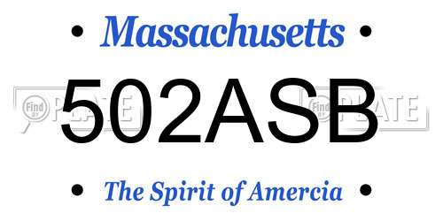 502ASB Massachusetts License Plate
