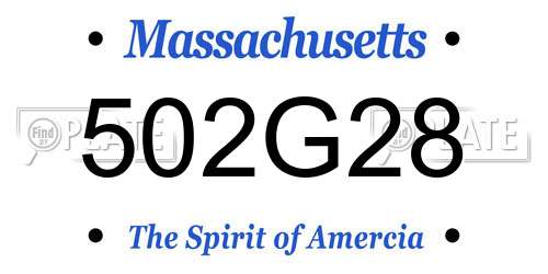 502G28 Massachusetts License Plate