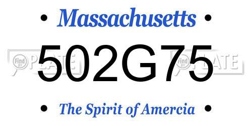502G75 Massachusetts License Plate