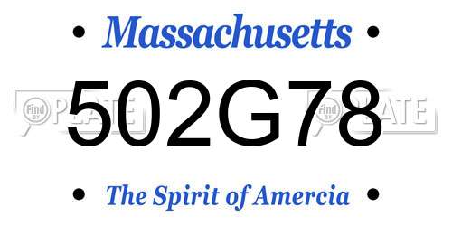 502G78 Massachusetts License Plate