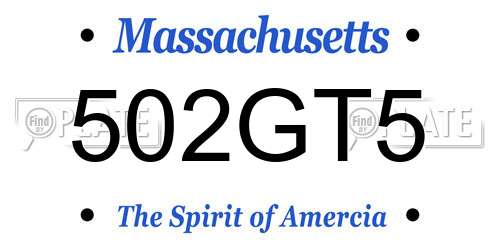 502GT5 Massachusetts License Plate