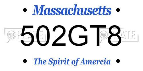502GT8 Massachusetts License Plate