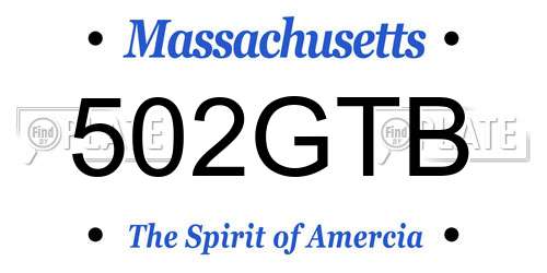 502GTB Massachusetts License Plate