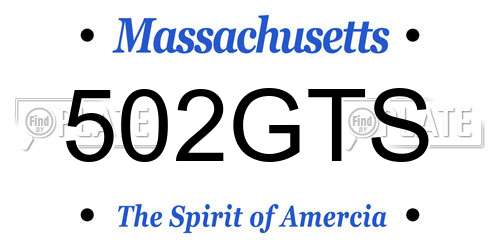 502GTS Massachusetts License Plate
