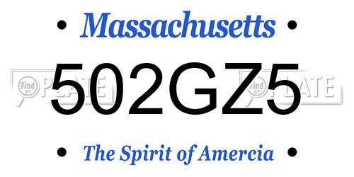 502GZ5 Massachusetts License Plate
