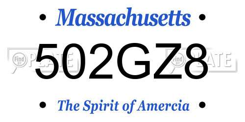 502GZ8 Massachusetts License Plate