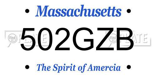 502GZB Massachusetts License Plate