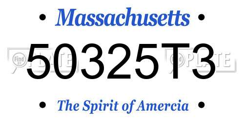50325T3 Massachusetts License Plate