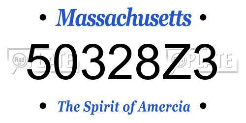 50328Z3 Massachusetts License Plate