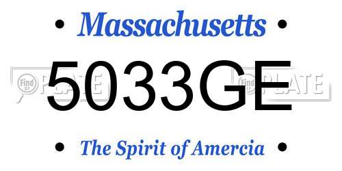 5033GE Massachusetts License Plate