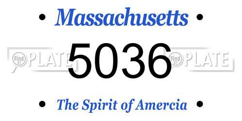 5036 Massachusetts License Plate