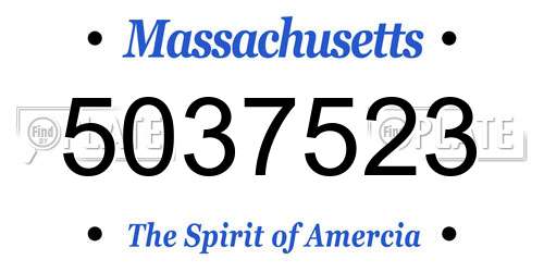 5037523 Massachusetts License Plate