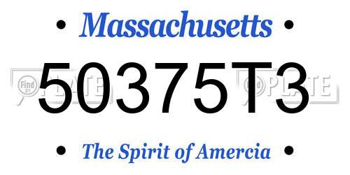 50375T3 Massachusetts License Plate