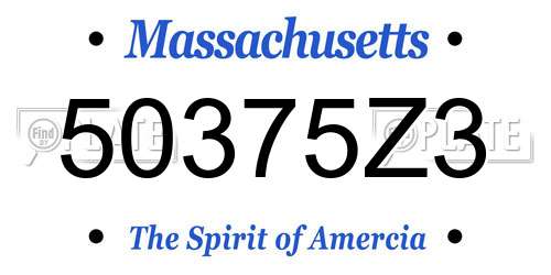 50375Z3 Massachusetts License Plate