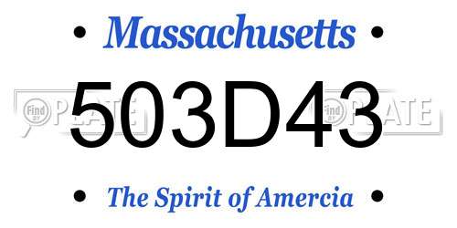 503D43 Massachusetts License Plate