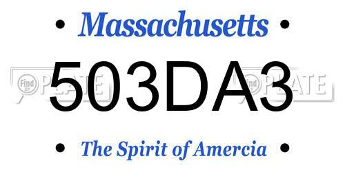 503DA3 Massachusetts License Plate