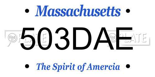 503DAE Massachusetts License Plate