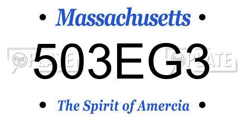 503EG3 Massachusetts License Plate