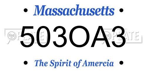 503OA3 Massachusetts License Plate