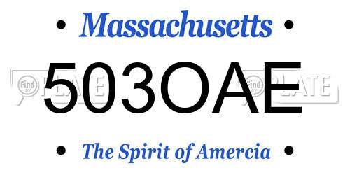 503OAE Massachusetts License Plate