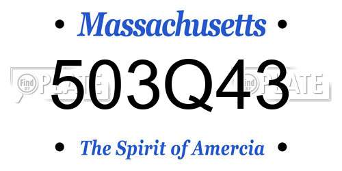 503Q43 Massachusetts License Plate